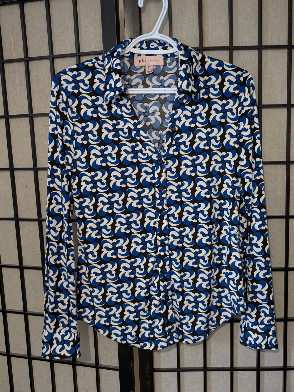 Philosophy Geometric Print Button-Down Shirt Size S